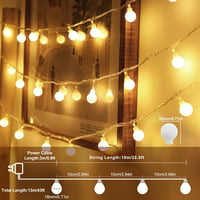 PAVIBOIN 13m 100 LED Gömb Fényfüzér Távirányítóval, Vízálló Kültéri Beltéri Dekoráció 8 Mód 2