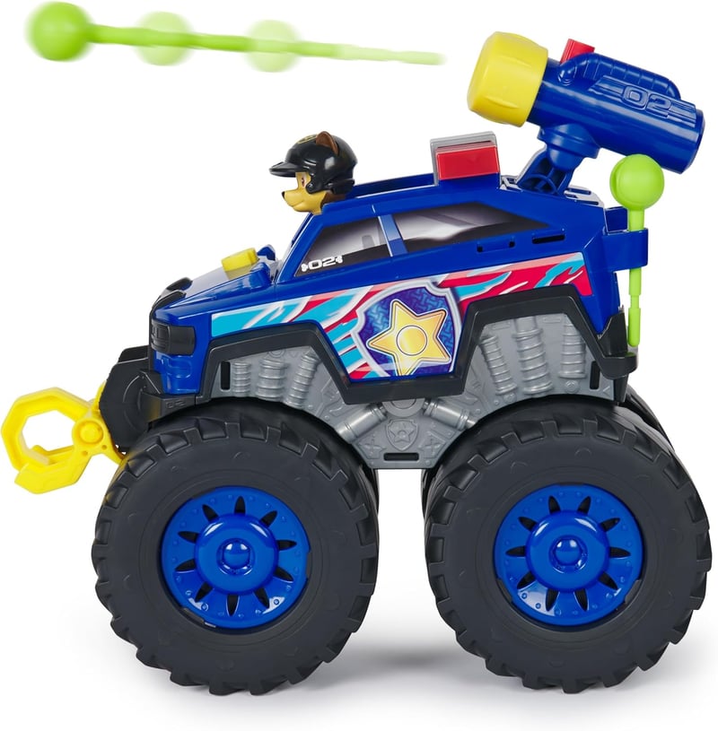 PAW Patrol Chase Deluxe Monster Truck - Motorizált Csörlővel, Fény és Hangeffektekkel, Lövedékkilövővel - Játék Gyerekeknek 3-9 Éves Korig