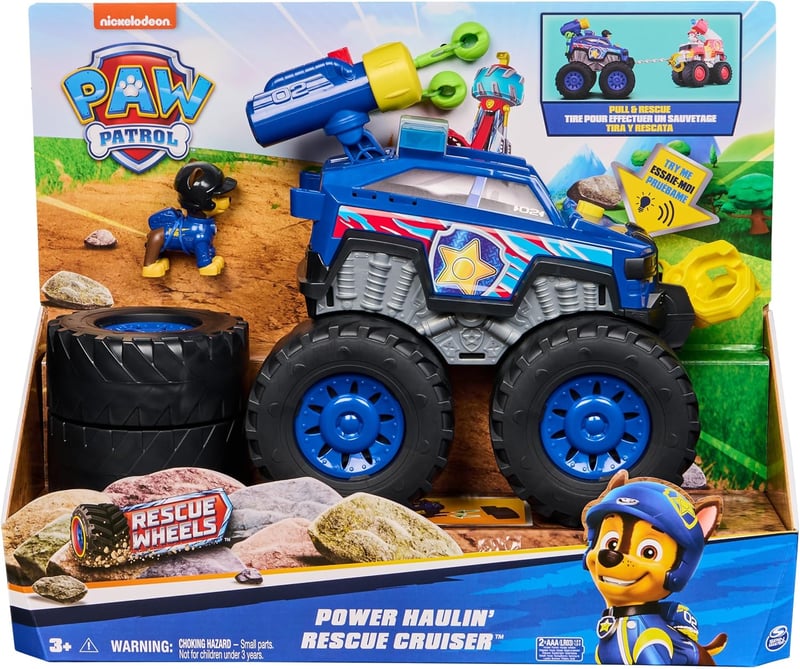 PAW Patrol Chase Deluxe Monster Truck - Motorizált Csörlővel, Fény és Hangeffektekkel, Lövedékkilövővel - Játék Gyerekeknek 3-9 Éves Korig