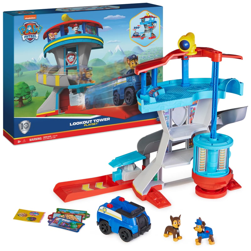 Hracia súprava PAW Patrol Vyhliadková veža s policajným autom Chasea, 2 figúrkami Chasea a doplnkami, od 3 rokov, rozbalený tovar (outlet)