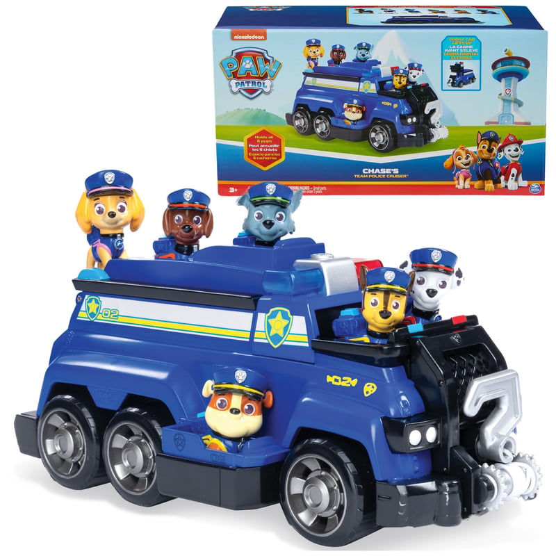 PAW Patrol Team Cruiser nagy méretű jármű Chase, Marshall, Skye, Rubble, Rocky és Zuma akciófigurákkal – játék fiúknak és lányoknak 3 éves k