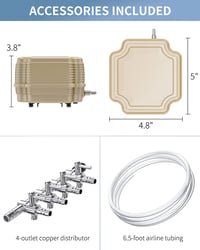 Pawfly 7W Akvárium Levegőpumpa Szabályozható Csendes Oxigén Pumpa 16L/perc Halastó Akvárium 1000L Készlettel 6