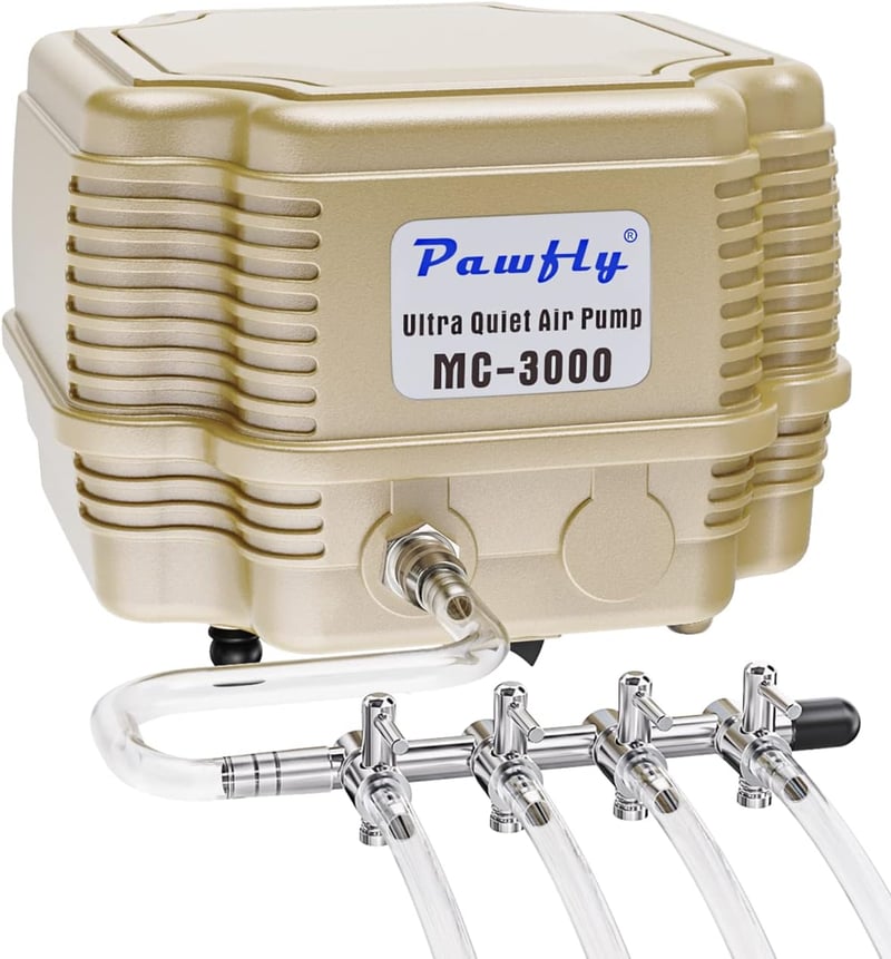 Pawfly 7W Akvárium Levegőpumpa Szabályozható Csendes Oxigén Pumpa 16L/perc Halastó Akvárium 1000L Készlettel
