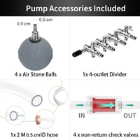 Pawfly 7W Akvárium Levegőpumpa Szabályozható Csendes Oxigén Pumpa 16L/perc Halastó Akvárium 1000L Komplett Szett 5