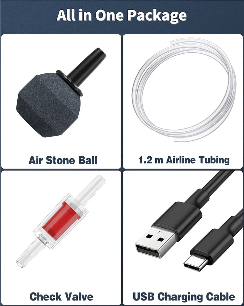 Pawfly Akkumulátoros Levegőpumpa USB Töltéssel 20-500L Akváriumhoz Hordozható Csendes Oxigén Pumpa Horgászathoz
