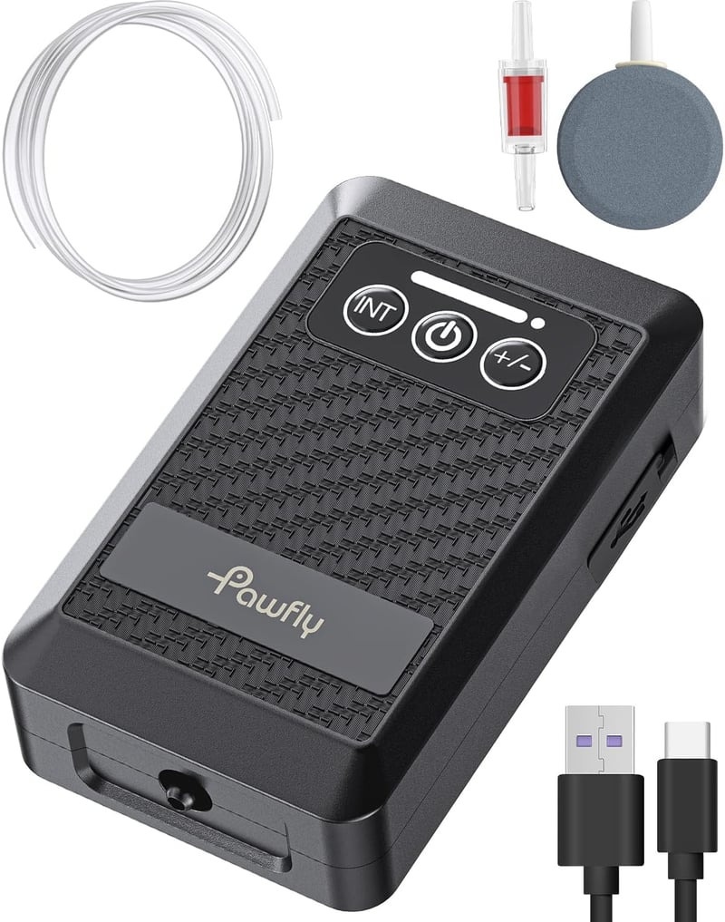 Pawfly Akkumulátoros Levegőpumpa USB Töltéssel 20-500L Akváriumhoz Hordozható Csendes Oxigén Pumpa Horgászathoz
