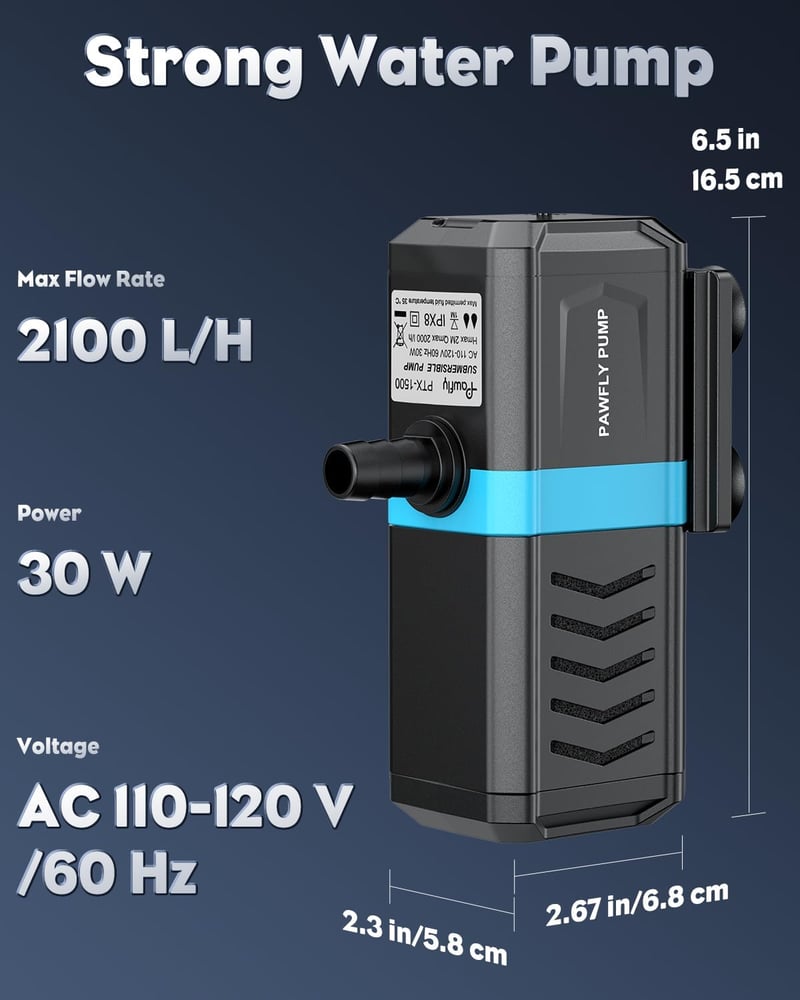 Pawfly Belső Akvárium Szűrő 190-455L Vízpumpával 2100L/h Édesvíz Sósvíz