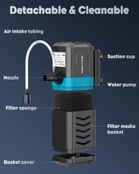 Pawfly Belső Akvárium Szűrő 190-455L Vízpumpával 2100L/h Édesvíz Sósvíz 5