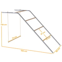 PawHut 4-poschodové bidlo pre sliepky z jedľového dreva a ocele, ihrisko pre hydinu s hojdačkou, 82 x 150 x 110 cm, strieborné a v prírodnom drevenom vyhotovení 7