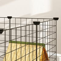 Skladacia kovová mriežková ohrádka pre domáce zvieratá PawHut s 12 panelmi, DIY, čierna, 106 x 73 x 36 cm 9