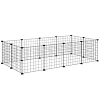 Skladacia kovová mriežková ohrádka pre domáce zvieratá PawHut s 12 panelmi, DIY, čierna, 106 x 73 x 36 cm 1