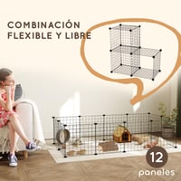 Skladacia kovová mriežková ohrádka pre domáce zvieratá PawHut s 12 panelmi, DIY, čierna, 106 x 73 x 36 cm 3