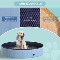 Piscină pliabilă pentru câini PawHut din PVC albastru, antiderapantă, ușor de curățat, diametru 160 cm, înălțime 30 cm, pentru câini 8