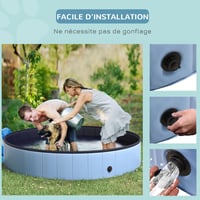 Piscină pliabilă pentru câini PawHut din PVC albastru, antiderapantă, ușor de curățat, diametru 160 cm, înălțime 30 cm, pentru câini 3