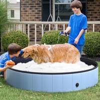 Piscină pliabilă pentru câini PawHut din PVC albastru, antiderapantă, ușor de curățat, diametru 160 cm, înălțime 30 cm, pentru câini 2