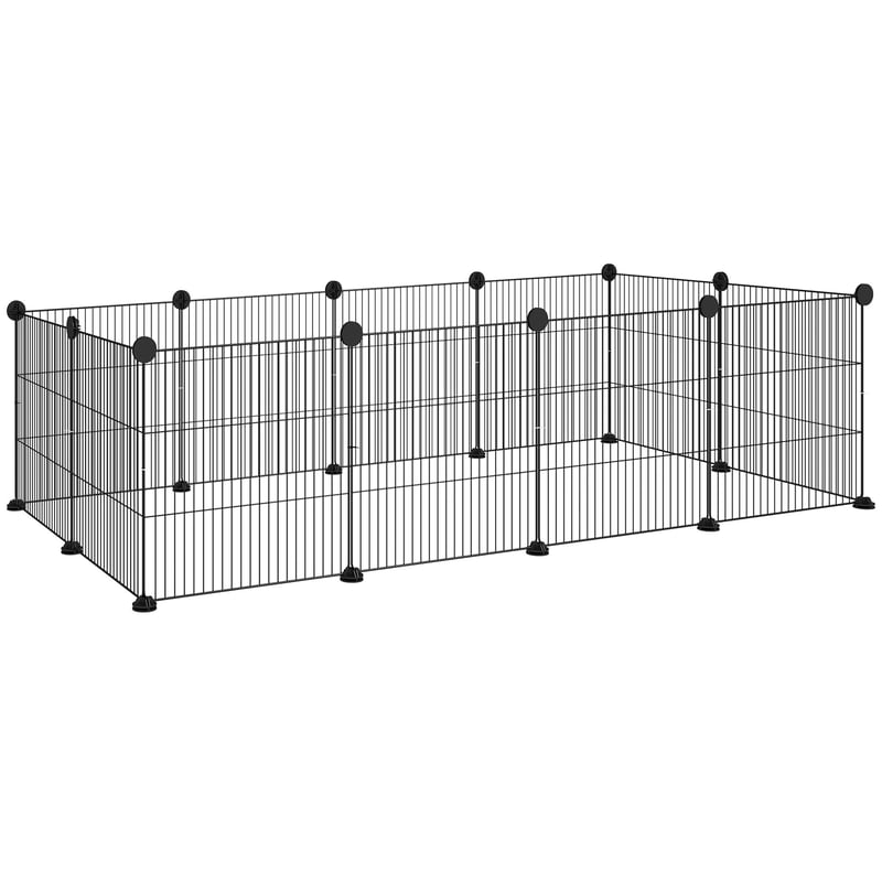Klietka pre domáce zvieratá PawHut 140x70x35 cm so zaoblenými rohmi, kovová, čierna, pre psov