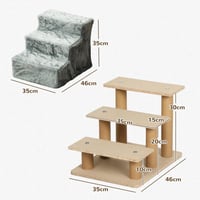 PawHut stepenice za kućne ljubimce, 4 stepenice, 60x35x44 cm, svijetlosive, za pse i mačke, protuklizne, s uklonjivom i perivom navlakom 3