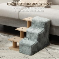 PawHut stepenice za kućne ljubimce, 4 stepenice, 60x35x44 cm, svijetlosive, za pse i mačke, protuklizne, s uklonjivom i perivom navlakom 6