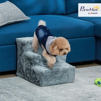 PawHut stepenice za kućne ljubimce, 4 stepenice, 60x35x44 cm, svijetlosive, za pse i mačke, protuklizne, s uklonjivom i perivom navlakom 2