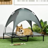 PawHut ležaj za pse i mačke s nogarima, UV-zaštitnom Oxford tkaninom, mikroperforiranim krovom i torbom za nošenje 92x76x90 cm, sivo-crni 2