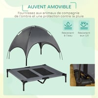 PawHut ležaj za pse i mačke s nogarima, UV-zaštitnom Oxford tkaninom, mikroperforiranim krovom i torbom za nošenje 92x76x90 cm, sivo-crni 4