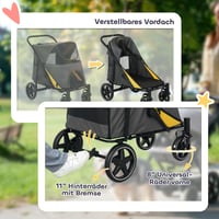 Cărucior pentru câini PawHut, pentru câini de talie mare și medie, cărucior pentru animale de companie, gri închis 6