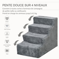 PawHut schodíky pre psov so 4 stupňami, 60x35x44 cm, svetlosivé – rampa pre domácich miláčikov k pohovke a posteli 4