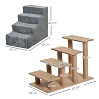 PawHut schodíky pre psov so 4 stupňami, 60x35x44 cm, svetlosivé – rampa pre domácich miláčikov k pohovke a posteli 3