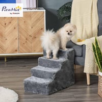 PawHut schodíky pre psov so 4 stupňami, 60x35x44 cm, svetlosivé – rampa pre domácich miláčikov k pohovke a posteli 2