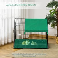 Králičia klietka pre domáce zvieratá PawHut so zakrytým strešným krytom, na vnútorné aj vonkajšie použitie, so spodnou táckou, 90x75x75 cm, zeleno-čierna 6