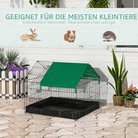 Králičia klietka pre domáce zvieratá PawHut so zakrytým strešným krytom, na vnútorné aj vonkajšie použitie, so spodnou táckou, 90x75x75 cm, zeleno-čierna 7