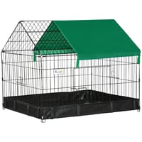Králičia klietka pre domáce zvieratá PawHut so zakrytým strešným krytom, na vnútorné aj vonkajšie použitie, so spodnou táckou, 90x75x75 cm, zeleno-čierna 1