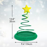 PAWISE Interaktív Macskajáték Plüss Rugós Karácsonyfa Alakú Karmolásálló Zöld Cicajáték 7