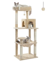 PAWZ Road luksuzni mačji grebalac 143 cm s mrežastom ležaljkom i 2 kućice 1