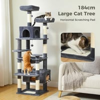 PAWZ Road 184 cm macskakaparófa hálóval, 7 szizál oszloppal, barlang és kosarral 6