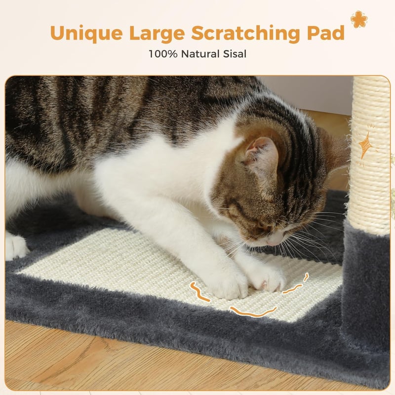 PAWZ Road 184 cm macskakaparófa hálóval, 7 szizál oszloppal, barlang és kosarral