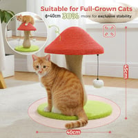 PAWZ Road Gomba Alakú Macska Kaparófa - 100% Szizál Borítású Kaparóoszlop Pomponokkal, Játékos Macskabútor Kisebb Fajtáknak, Piros 3