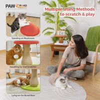 PAWZ Road Gomba Alakú Macska Kaparófa - 100% Szizál Borítású Kaparóoszlop Pomponokkal, Játékos Macskabútor Kisebb Fajtáknak, Piros 5