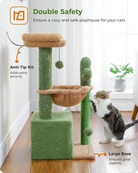 PAWZ Road Kaktusz Macskavár Függőággyal, Sisal Kaparófával, 83 cm, Zöld 6