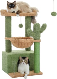 PAWZ Road Kaktusz Macskavár Függőággyal, Sisal Kaparófával, 83 cm, Zöld 1