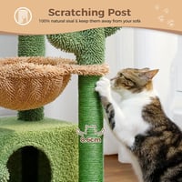 PAWZ Road Kaktusz Macskavár Függőággyal, Sisal Kaparófával, 83 cm, Zöld 3