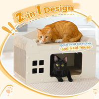 PAWZ Road Macska Kaparóház Fehér - 2 Szintes Karton Kaparó Barlang Pihenőhellyel, Beltéri Cicaház 55x28x35cm 7