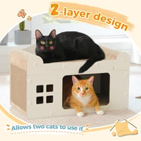 PAWZ Road Macska Kaparóház Fehér - 2 Szintes Karton Kaparó Barlang Pihenőhellyel, Beltéri Cicaház 55x28x35cm 4