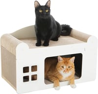 PAWZ Road Macska Kaparóház Fehér - 2 Szintes Karton Kaparó Barlang Pihenőhellyel, Beltéri Cicaház 55x28x35cm 1