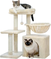 PAWZ Road macskamászóka kaparóoszloppal és függőággyal, 73 cm - bézs 1