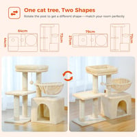 PAWZ Road macskamászóka kaparóoszloppal és függőággyal, 73 cm - bézs 4