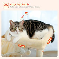PAWZ Road macskamászóka kaparóoszloppal és függőággyal, 73 cm - bézs 5