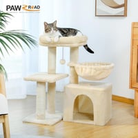PAWZ Road macskamászóka kaparóoszloppal és függőággyal, 73 cm - bézs 3