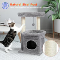 PAWZ Road Többszintes Macska Fa - Szürke Macskakaparó Oszloppal, Kényelmes Búvóhellyel és Pihenővel, 70 cm Magas, Kis és Nagy Macskáknak 6