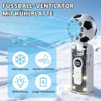 Ručný ventilátor PAYFULLY s chladiacou plochou, prenosný mini ventilátor s futbalovým dizajnom, 5 rýchlostí, nastaviteľný o 180°, s LED svetlom, na cesty a do kancelárie 2